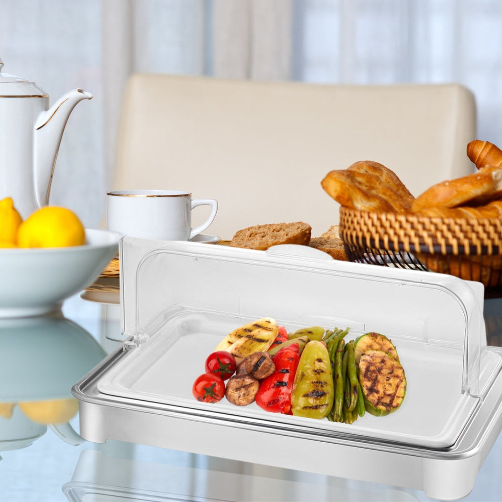 SOGA 59x38.5cm Silver Color Ceramic Serving Bowl Chafing Dish for Kitchen Essential