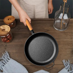 SOGA 2X 27cm Round Cast Iron Frying Pan Skillet Steak Sizzle Platter with Helper Handle