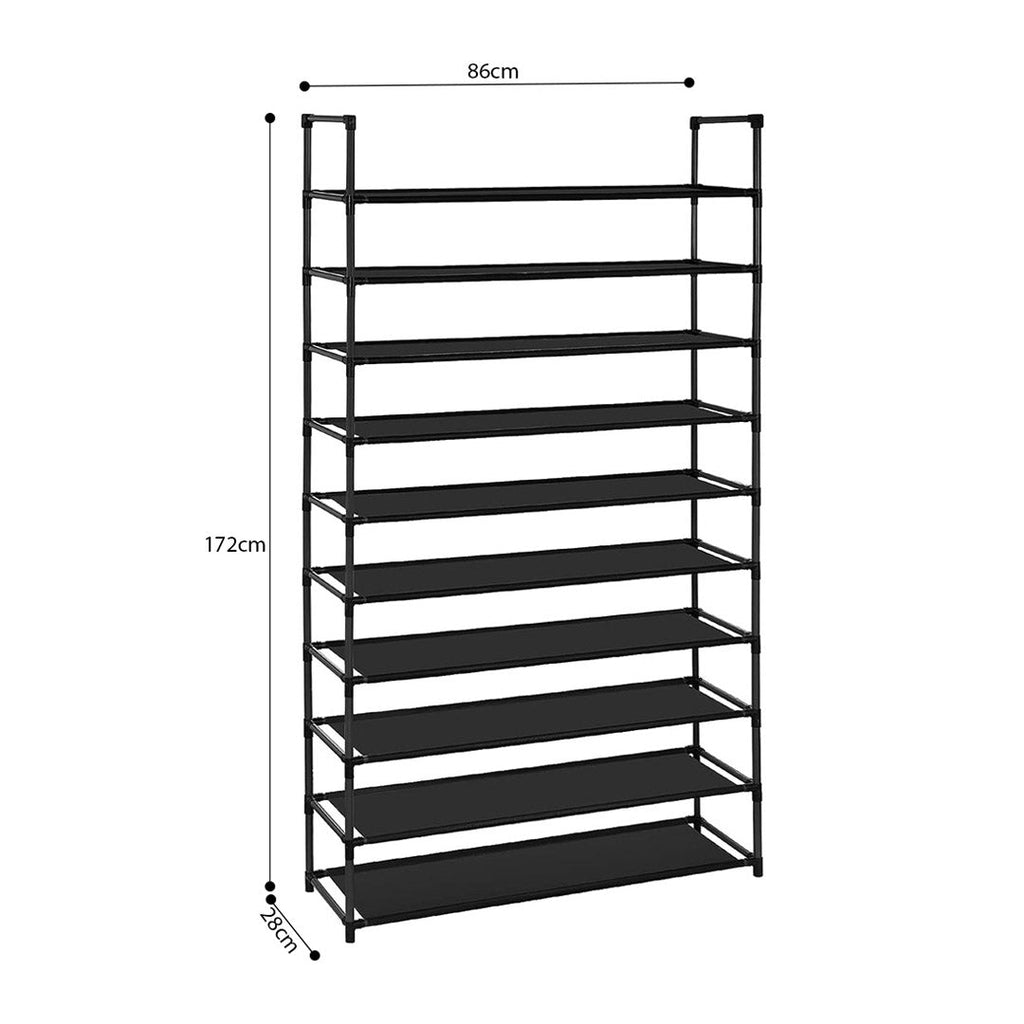 SOGA 2X 10 Tier Shoe Storage Shelf Space-Saving Caddy Rack Organiser with Handle