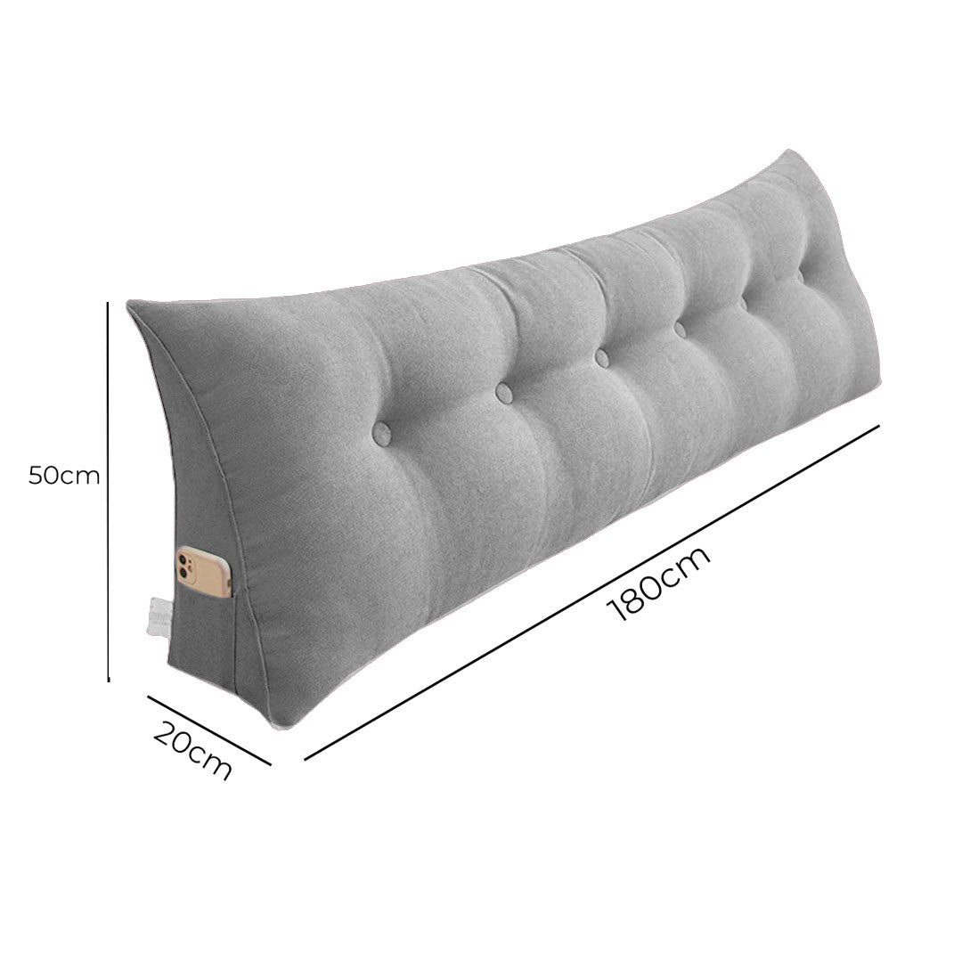 SOGA 180cm Silver Triangular Wedge Bed Pillow Headboard Backrest Bedside Tatami Cushion Home Decor