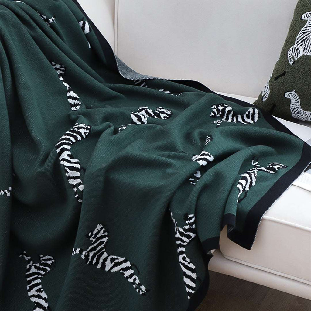 SOGA 2X Forest Green Zebra Print Throw Blanket 130x180cm Acrylic $ 189