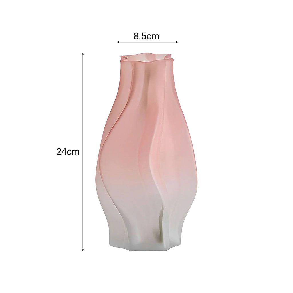 SOGA 25cm Pink Glass Vase Art Blown Hand Flower Tall Vintage Art Vases