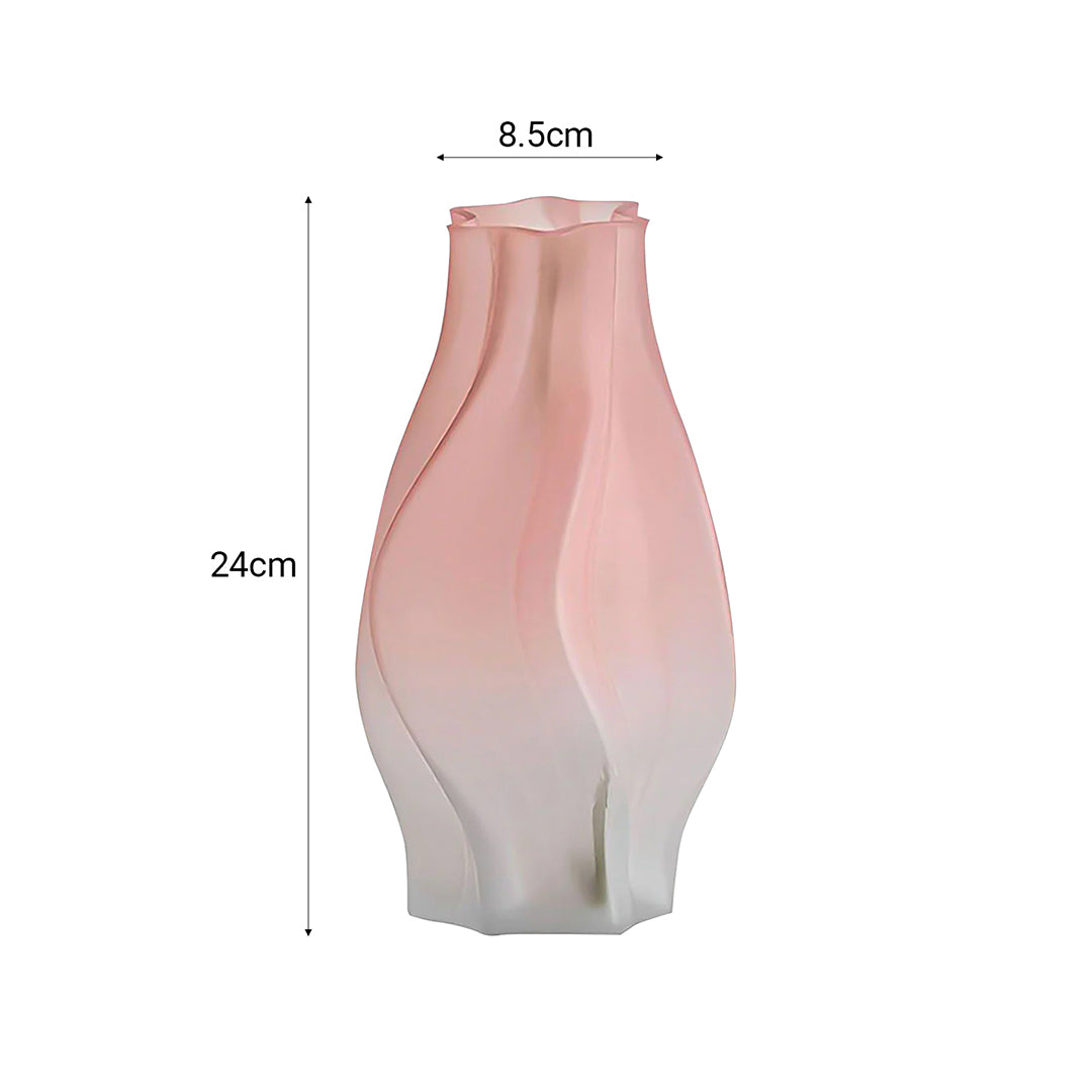 SOGA 25cm Pink Glass Vase Art Blown Hand Flower Tall Vintage Art Vases