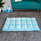 SOGA 2X Floor Recliner Collapsible Lounge Sofa Couch Folding Chair Cushion Light Blue