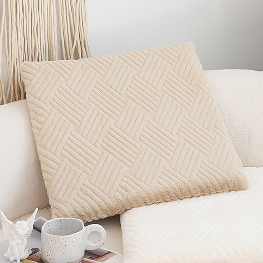 SOGA Beige Chevron Cushion – Soft Plush Backrest Pillow for Home & Office