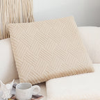 SOGA Beige Chevron Cushion – Soft Plush Backrest Pillow for Home & Office
