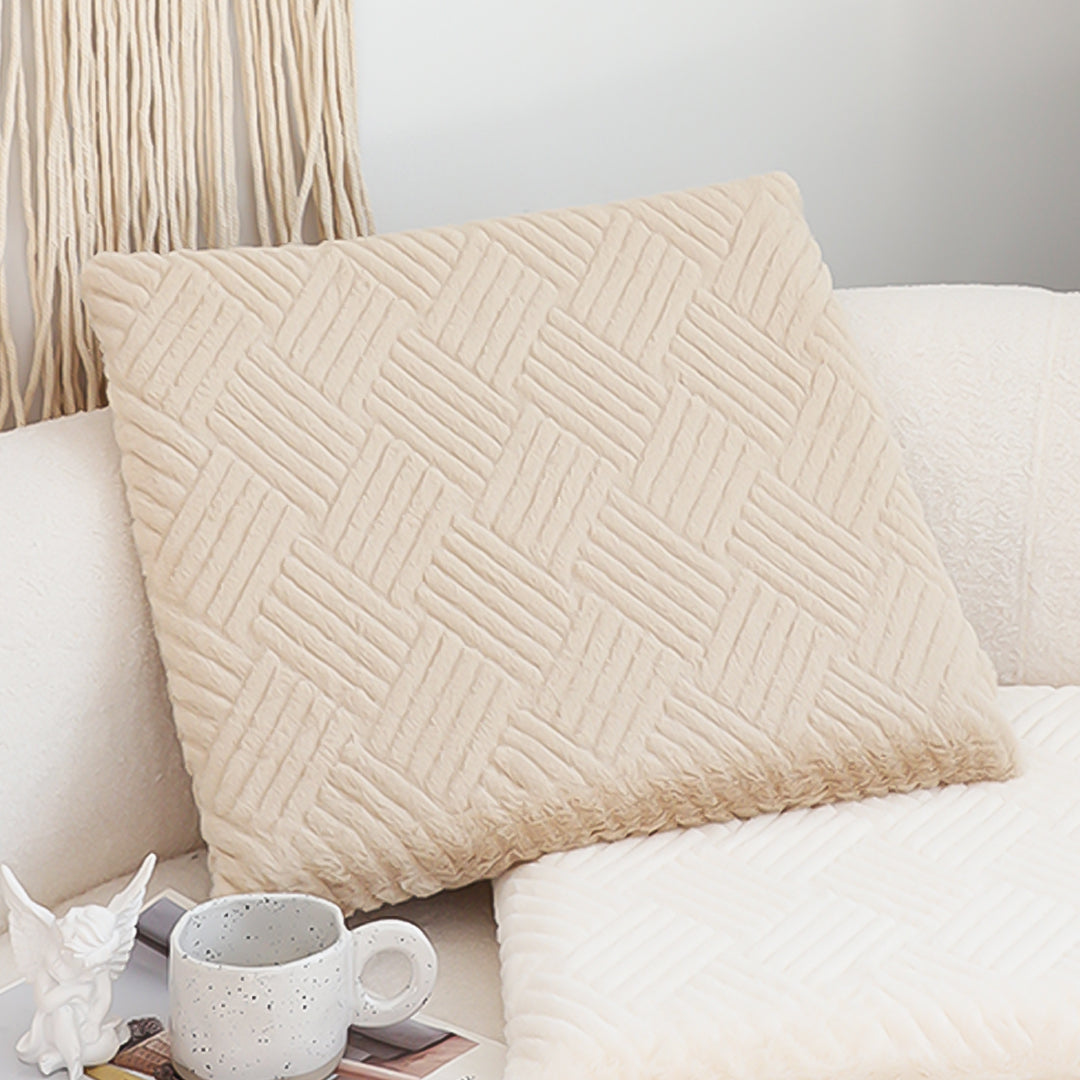 SOGA Beige Chevron Cushion – Soft Plush Backrest Pillow for Home & Office