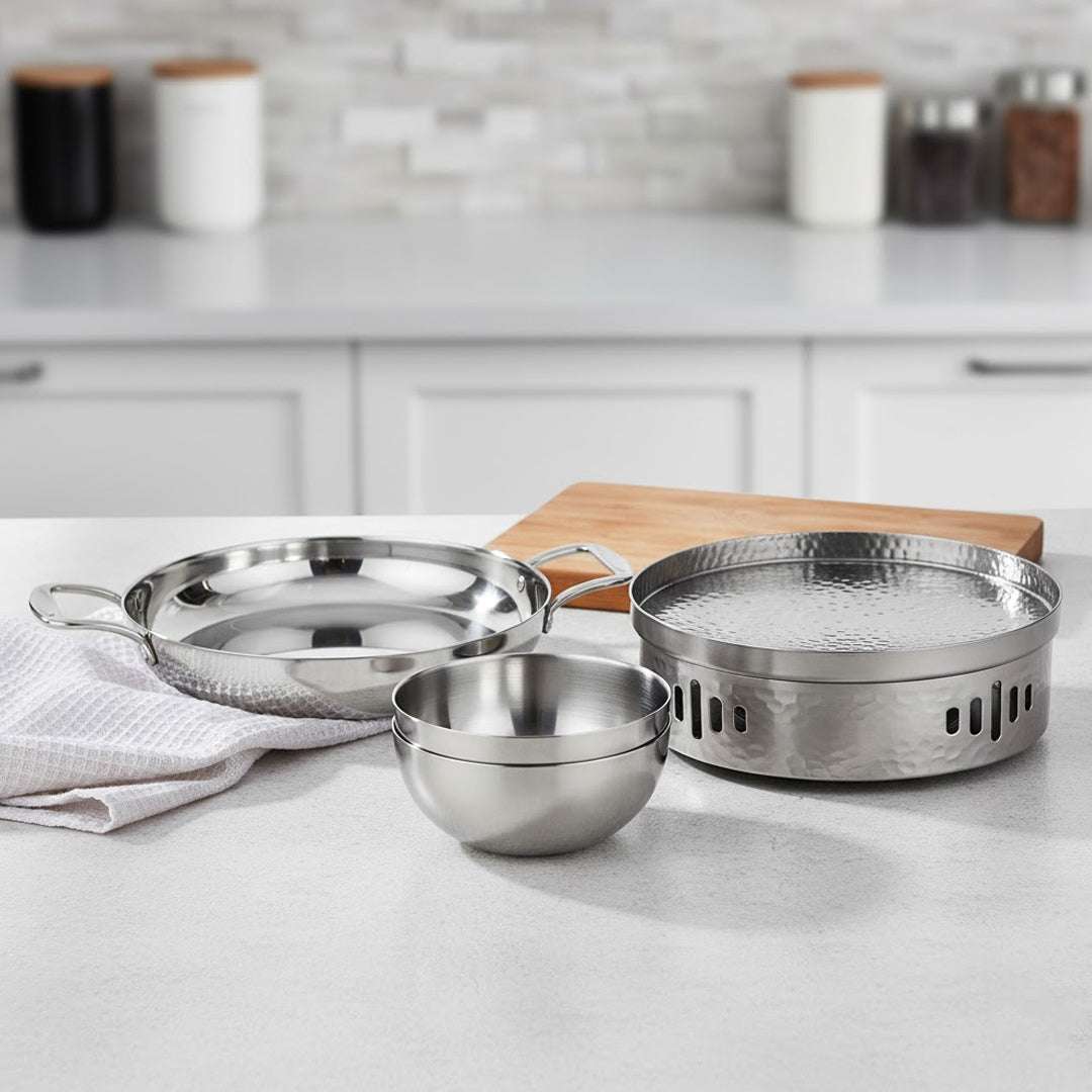 SOGA Kitchenware Bundle – Silver Dry Pots & Elegant Salad Bowl for Essential Kitchen Use $ 168