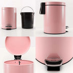 SOGA 2X Foot Pedal Stainless Steel Rubbish Recycling Garbage Waste Trash Bin Round 7L Pink