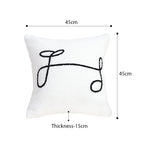 SOGA 2X 45cm Minimalist White Script Letter Embroidered Throw Pillow