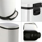 SOGA Foot Pedal Stainless Steel Rubbish Recycling Garbage Waste Trash Bin 10L U White