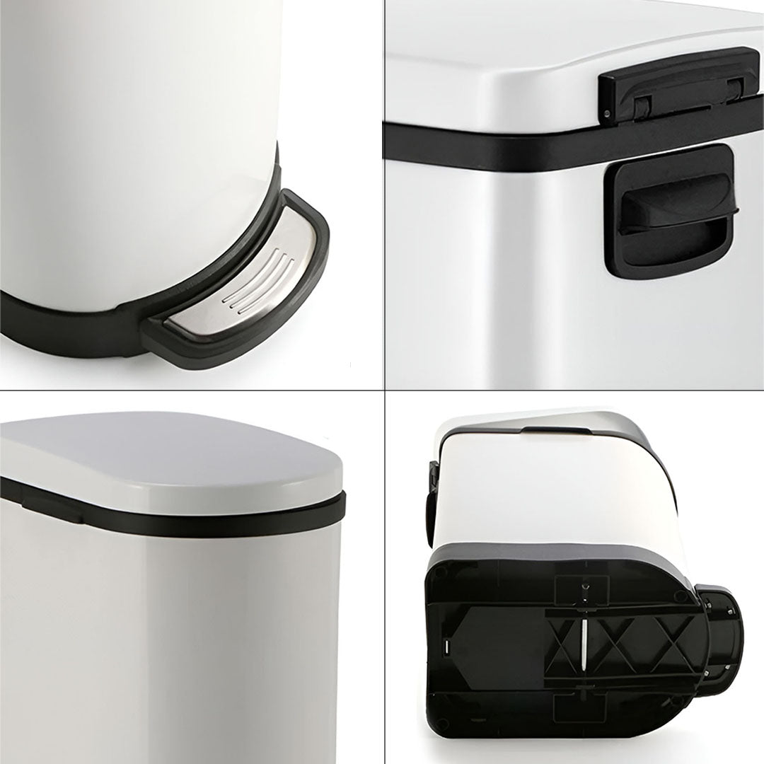 SOGA 4X Foot Pedal Stainless Steel Rubbish Recycling Garbage Waste Trash Bin U White 10L