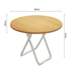 SOGA 2X 80cm Wood Color Round Table with White Legs Modern Design for Home Decor