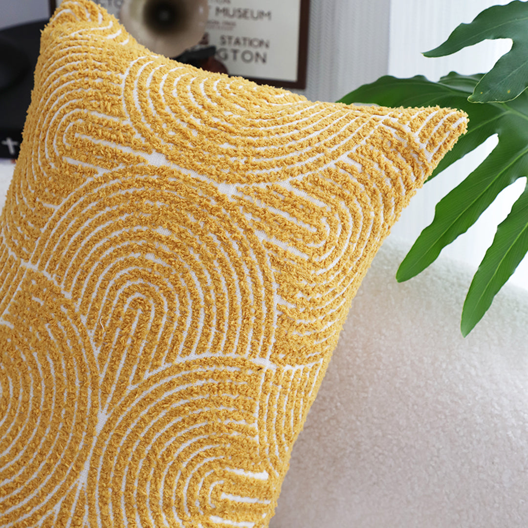 SOGA 2X 35cm Mustard Yellow Throw Pillow Geometric Indoor and Outdoor Corded for Home Decor