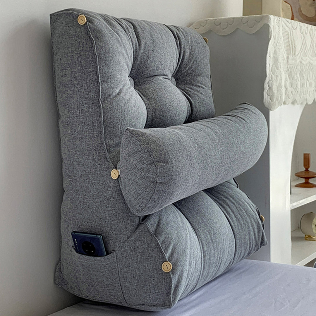SOGA 45cm Silver Triangular Wedge Lumbar Pillow Headboard Backrest Sofa Bed Cushion Home Decor
