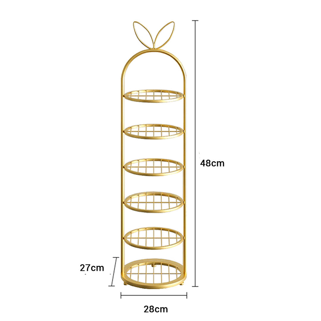 SOGA 2X 6 Tier Bunny Ears Gold Plated Metal Shoe Organizer Space Saving Portable Footwear Storage Shelf