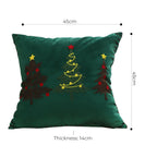 SOGA 2X 45cm Throw Pillow Green Three Embroidered Christmas Trees for Festive Holiday Square Cushion Home Decor