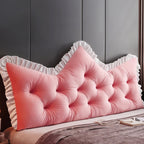 SOGA 2x120cm Crown Pillows Tufted Pink Headboard Cushion Set