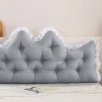 SOGA 2x90cm Crown Pillows Tufted Light Grey Headboard Cushion Set