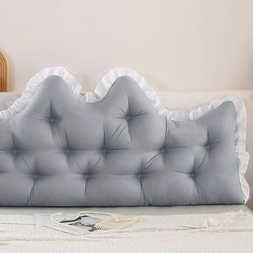 SOGA 2x90cm Crown Pillows Tufted Light Grey Headboard Cushion Set