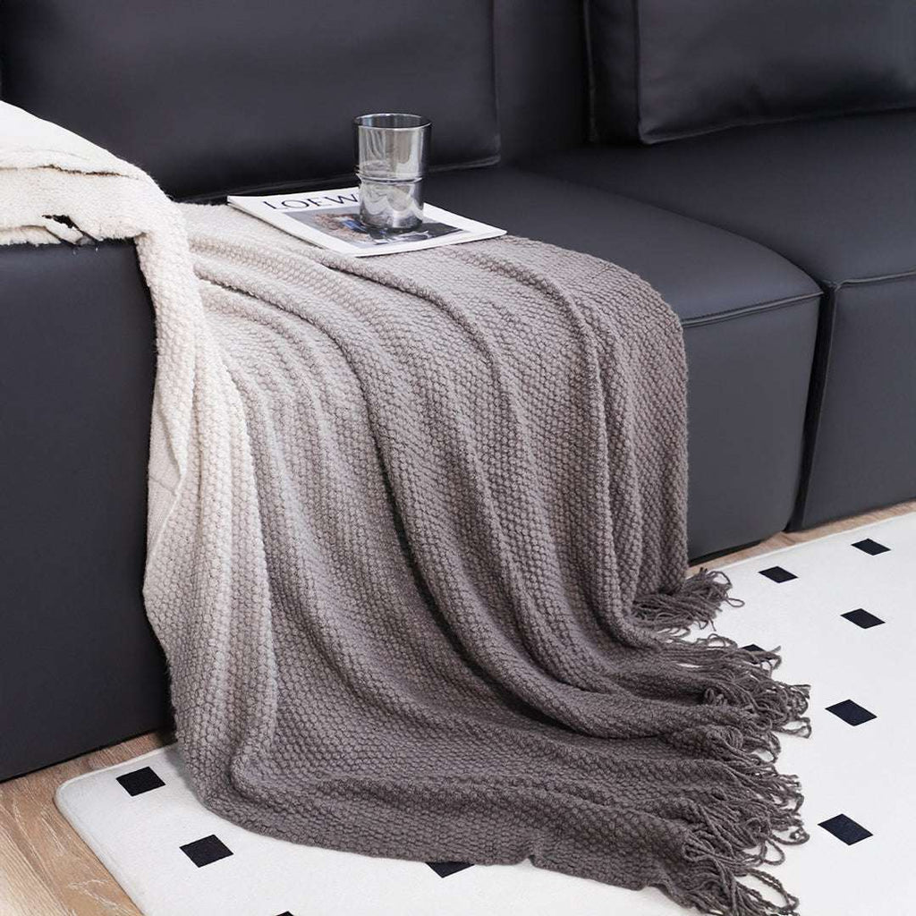 SOGA 127x170cm Star Grey Blanket – Gradient Tassel Throw for Cozy Home Comfort $ 88