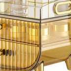 SOGA 2X 3 Tier Golden Yellow Multifunctional Countertop Cosmetic Storage Makeup Skincare Holder Jewelry Cabinet Bathroom Desk Drawer Vanity Organiser