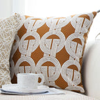 SOGA 2X 50cm Throw Pillow Brown Circular Chain Jacquard  Decorative Square for Home Decor
