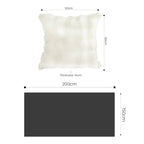 SOGA Home & Living Bundle – 2 White Rabbit Fur Pillow & Pearl White Velvet Throw Blanket