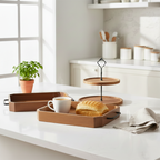 SOGA Kitchenware Bundle – 2 Paulownia Wood Serving Trays & 2-Tier Acacia Dessert Stand $ 132