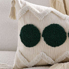 SOGA 2X 30cm Cream Green Circle Pom Chevron Tassel Decorative Pillow $ 140