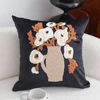 SOGA 2X 45cm Black Brown White Floral Bouquet Embroidered Throw Pillow $ 0