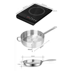SOGA Kitchenware Bundle G – 35.5cm Smart Induction Cooktop, 30cm Saucepan & 28cm Fry Pan