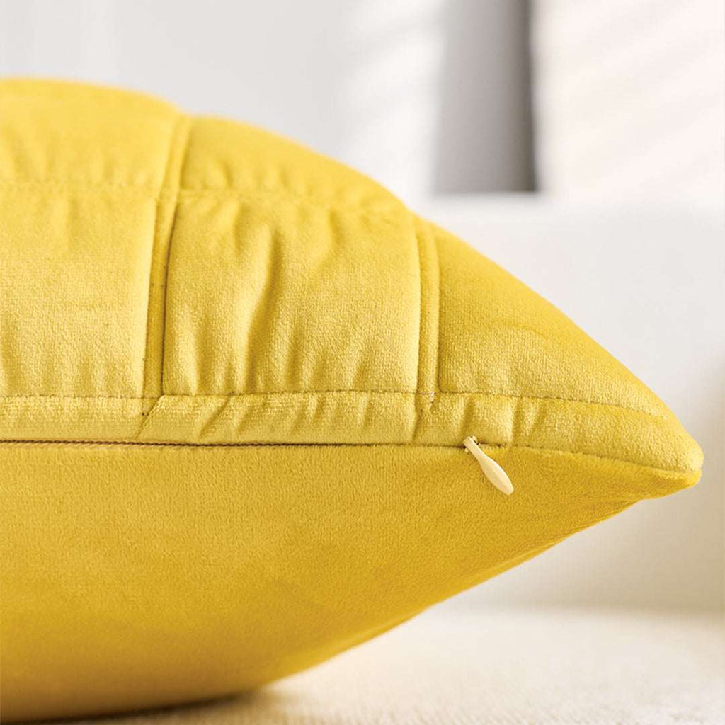 SOGA 2X 30cm Yellow Quilted Grid Pattern Decorative Throw Pillow $ 119