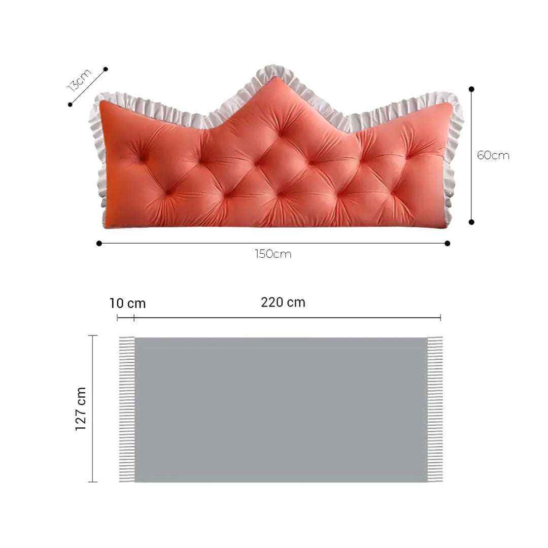 SOGA Home & Living Bundle – Pink Tufted Crown Pillow & Orange Acrylic Knitted Throw Blanket $ 0