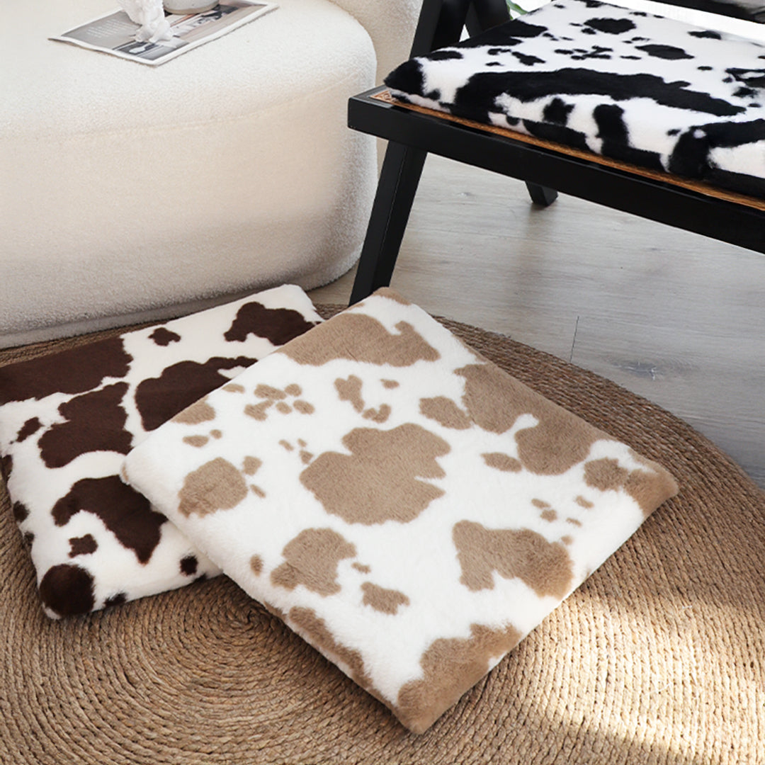 SOGA 2X 45cm Brown Cow Print Square Cushion Soft Leaning Plush Backrest Throw Seat Pillow
