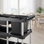 SOGA Black 3-Tier Kitchen Utility Trolley Cart with 5 Buckets $ 288