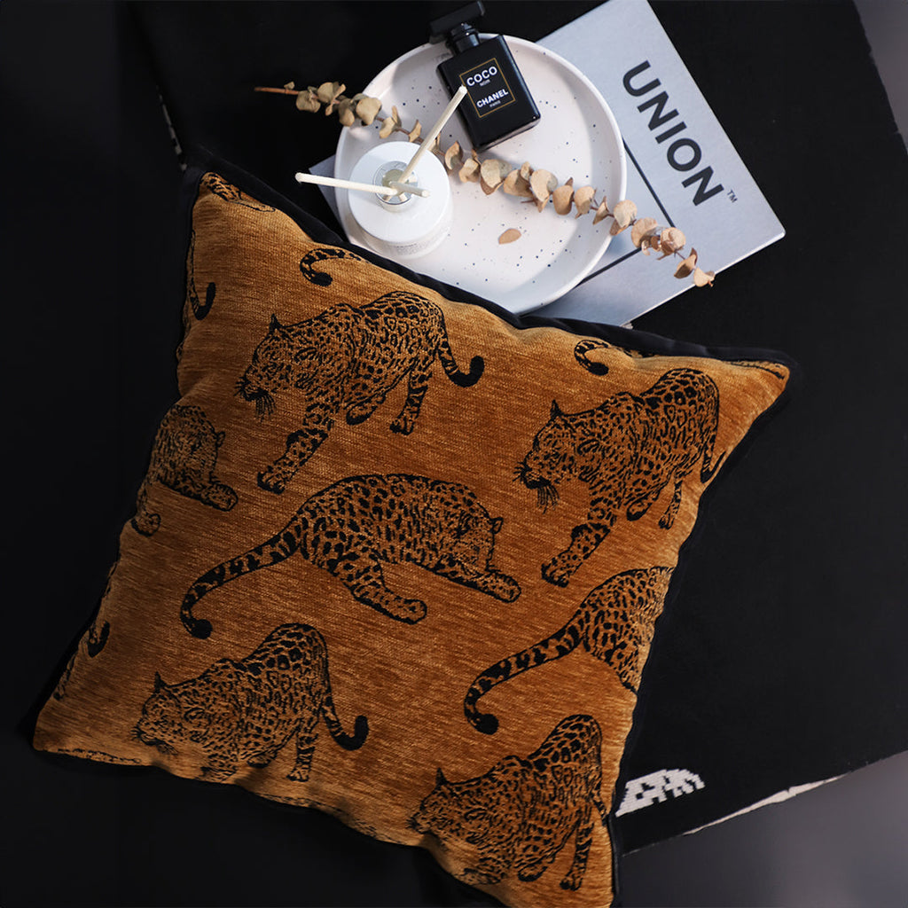 SOGA 2X 45cm Throw Pillow Dark Brown Leopard Square Retro Decorative Cushion for Living Room