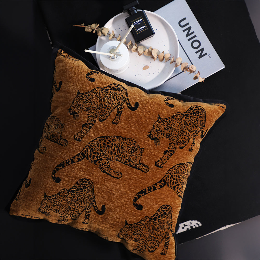 SOGA 2X 45cm Throw Pillow Dark Brown Leopard Square Retro Decorative Cushion for Living Room