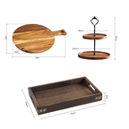 SOGA Kitchenware Bundle – Wooden Dessert Stand, Serving Tray & Premium Acacia Cutting Board