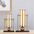 SOGA 34cm Modern Transparent Glass Flower Vase with Candle