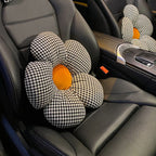 SOGA 2X Black w/ Orange Flower Cushion Shaped for Floor and Sitting Throw Pillow