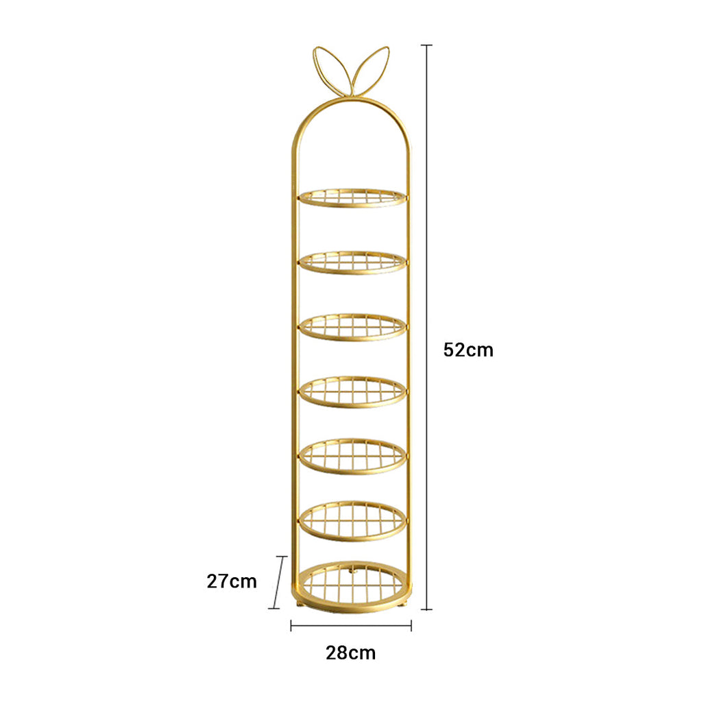 SOGA 7 Tier Bunny Ears Gold Plated Metal Shoe Organizer Space Saving Portable Footwear Storage Shelf