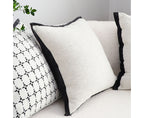 SOGA 50cm Classic Natural Linen Black Piped Edge Decorative Throw Pillow