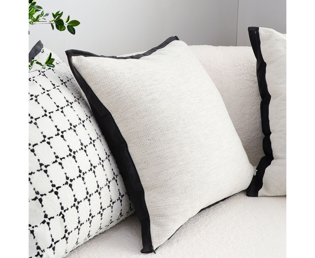 SOGA 50cm Classic Natural Linen Black Piped Edge Decorative Throw Pillow