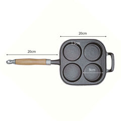SOGA 4 Mold Cast Iron Breakfast Fried Egg Pancake Omelette Fry Pan