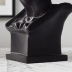 SOGA 56cm Black Resin Bust – Gold Masked Sculpture for Modern Decor