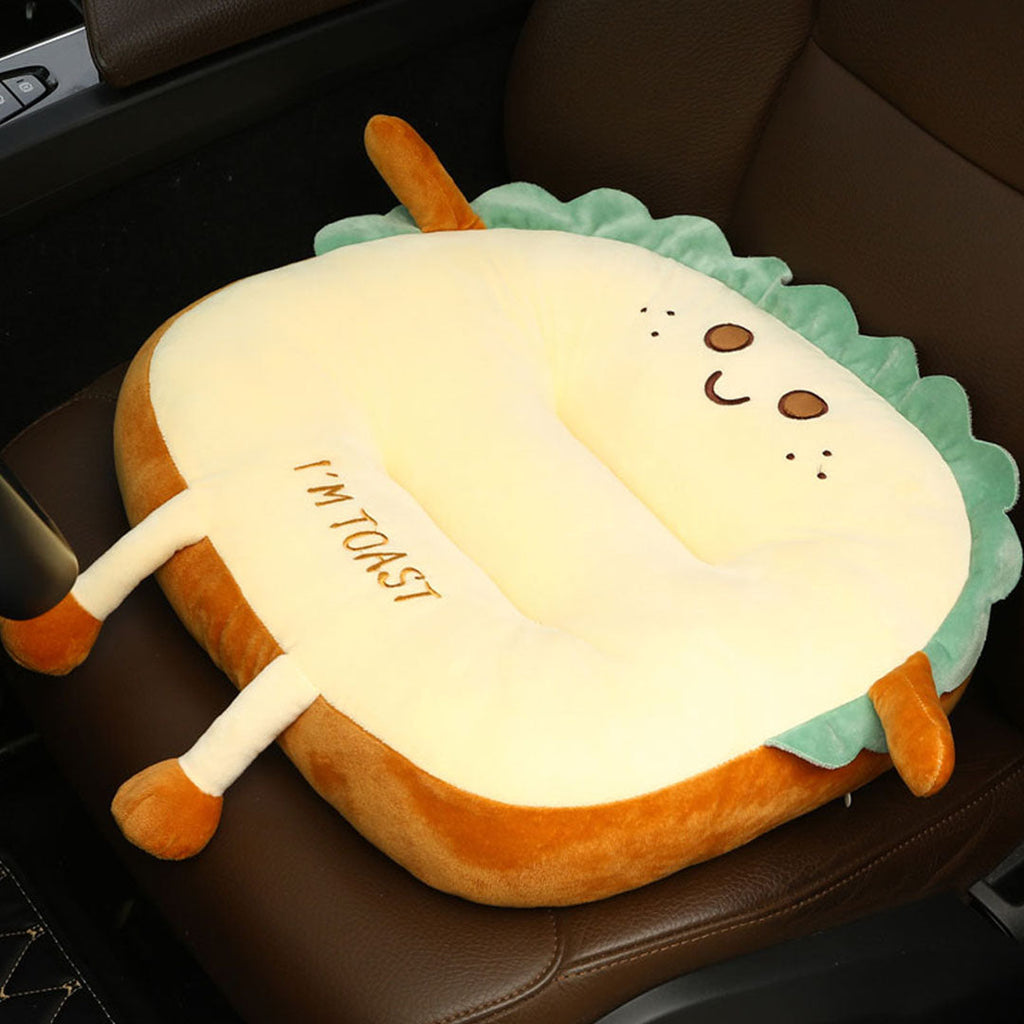 SOGA Smiley Face Toast Bread Cushion Stuffed Car Seat Plush Cartoon Back Support Pillow Home Decor