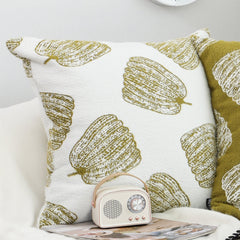 SOGA 2X 50cm Throw Pillow White with Olive Green Autumn Harvest Pumpkin Print Home Decor