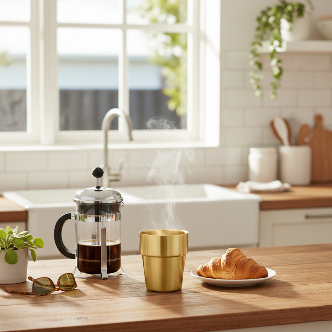 SOGA 260ml Stainless Steel Cups Set of 6 Reusable Durable Gold Drinking Tumblers $ 51