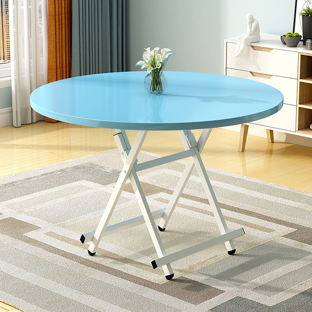SOGA 2X Blue Dining Table Portable Round Surface Space Saving Folding Desk Home Decor